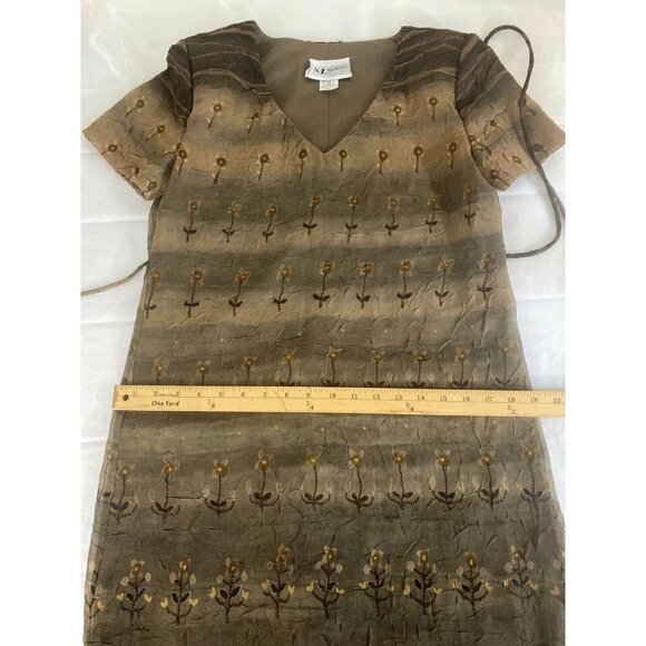 Vintage Y2K S.L. Fashions Dress Women 8 Green Floral Embroidered Maxi Boho Fairy - Picture 4 of 12